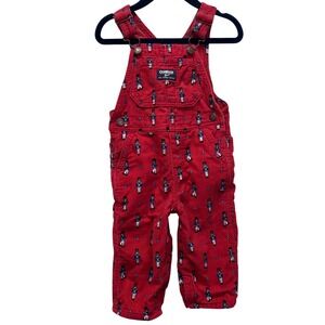 OshKosh Bgosh Vestback Kids Red Corduroy Nutcracker Soldier Lined Overalls 12M
